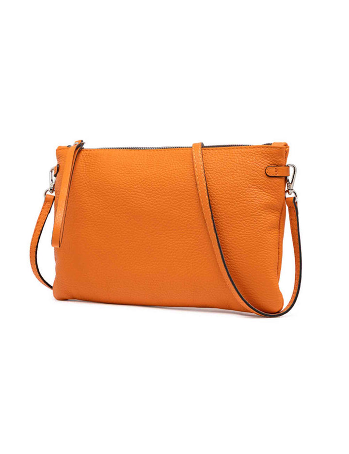Spatarella Borse Donna Pochette Hermy In Pelle Arancione Con Manico A Bracciale E Tracolla In Pelle