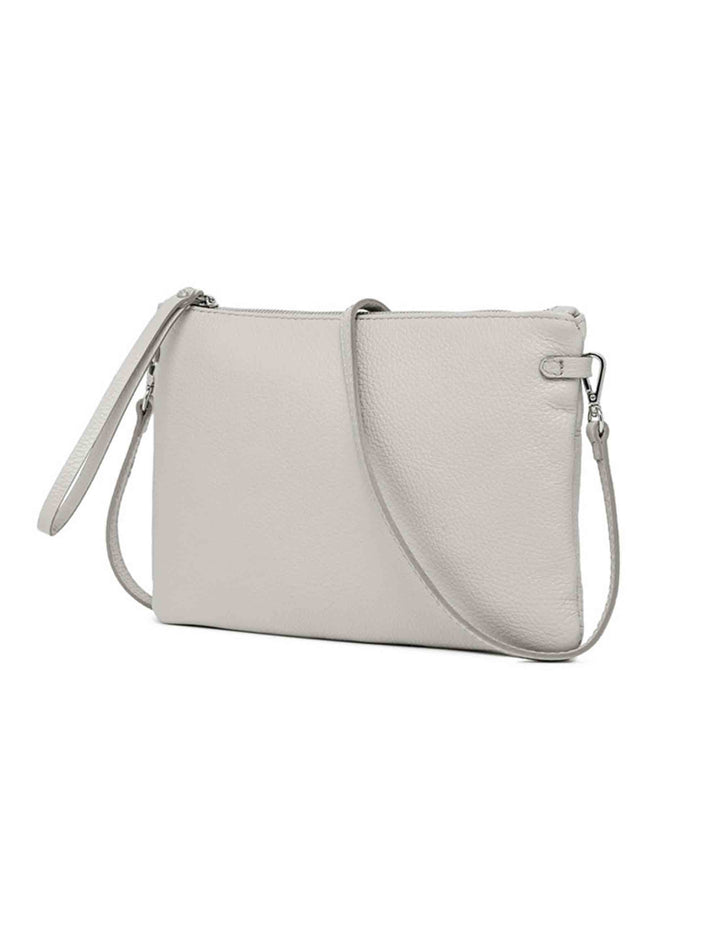 Spatarella Borse Donna Pochette Hermy In Pelle Grigia Con Manico A Bracciale E Tracolla In Pelle