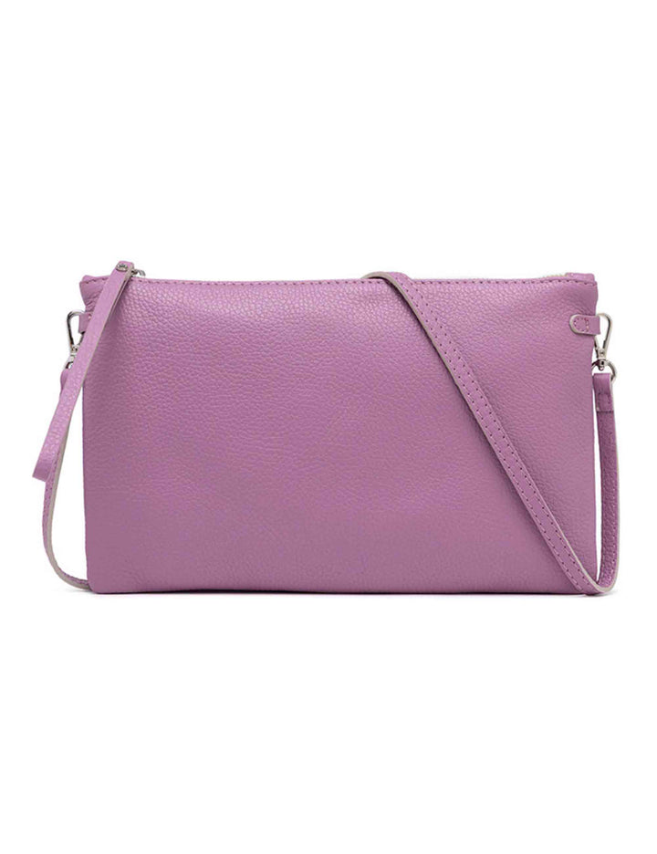 Spatarella Borse Donna Pochette Hermy In Pelle Viola Con Manico A Bracciale E Tracolla In Pelle
