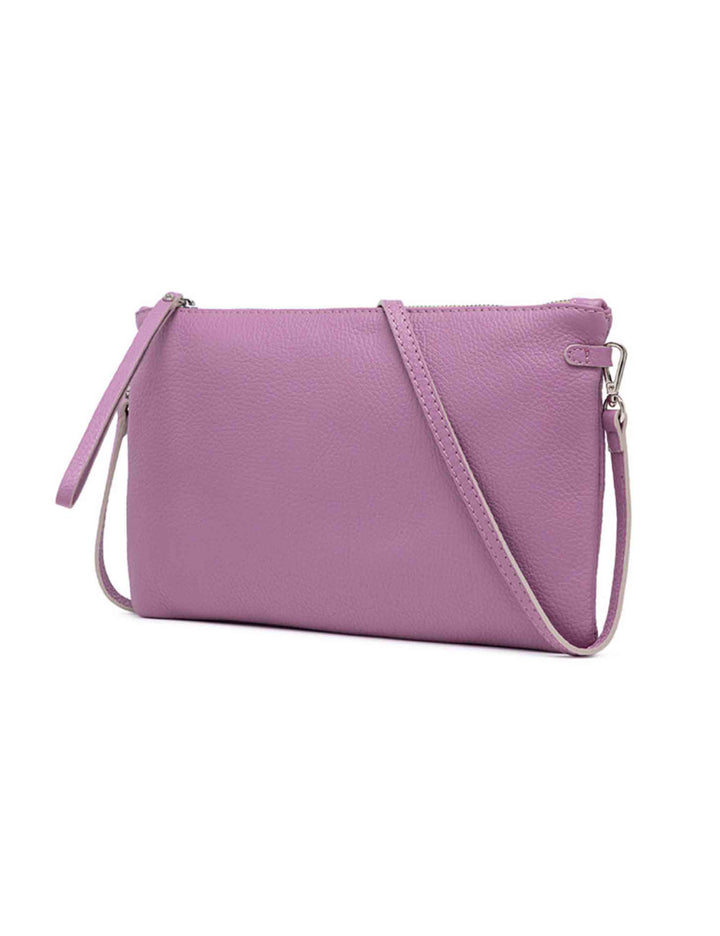 Spatarella Borse Donna Pochette Hermy In Pelle Viola Con Manico A Bracciale E Tracolla In Pelle