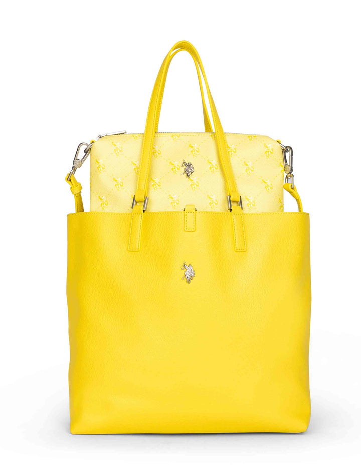 Spatarella Borse Shopper Donna Malibu In Eco Pelle Gialla Con Doppi Manici