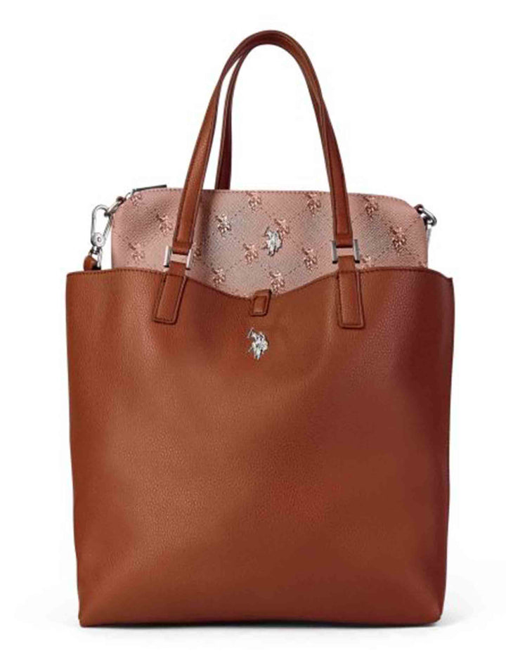 Spatarella Borse Shopper Donna Malibu In Eco Pelle Marrone Con Doppi Manici