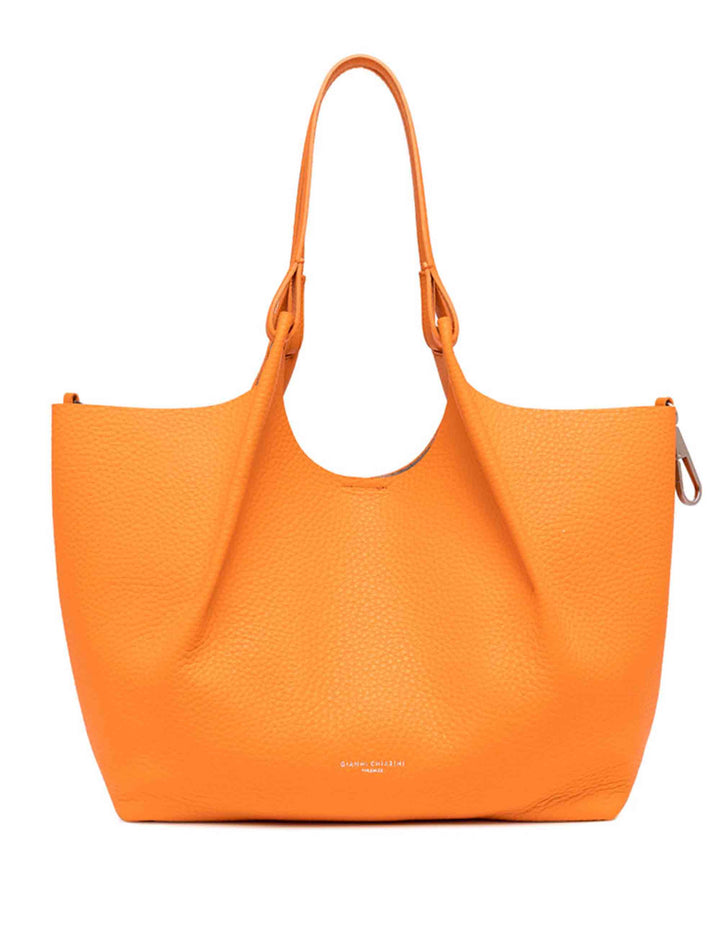 Spatarella Borse Shopping Donna Dua In Pelle Arancione Con Doppi Manici