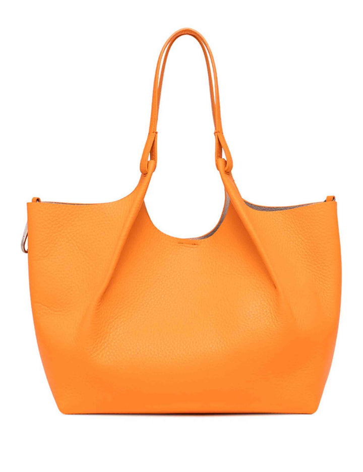Spatarella Borse Shopping Donna Dua In Pelle Arancione Con Doppi Manici