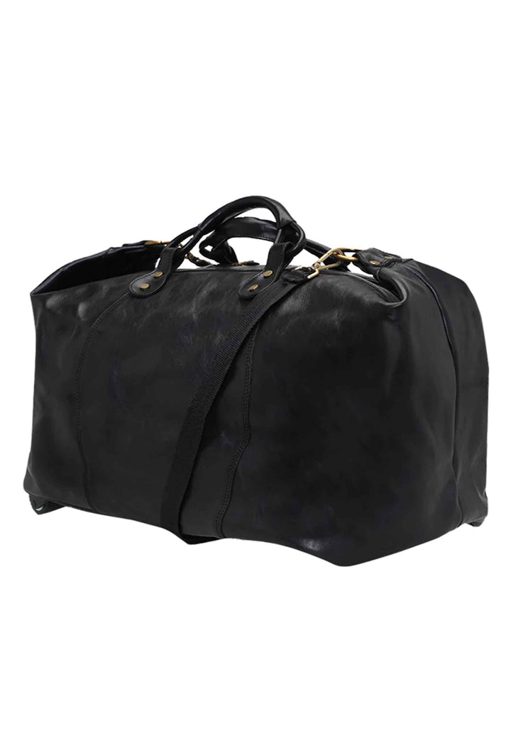 Spatarella Borsone Trolley Uomo In Pelle Nero Con Tirante In Pelle