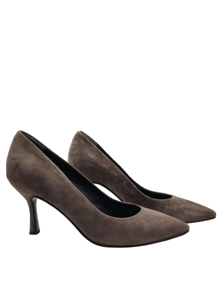 Spatarella Calzature Donna Décolleté In Camoscio Fango Con Tacco Alto