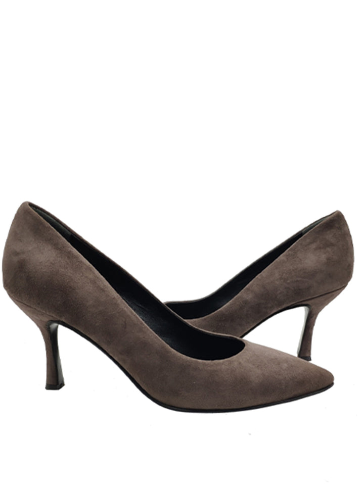 Spatarella Calzature Donna Décolleté In Camoscio Fango Con Tacco Alto