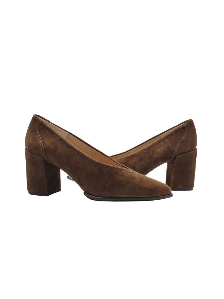 Spatarella Calzature Donna Décolleté In Camoscio Marrone Tacco Alto