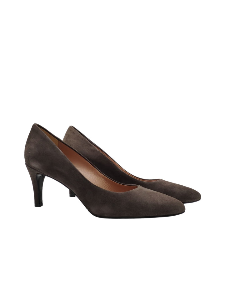 Spatarella Calzature Donna Décolleté In Pelle Scamosciata Mud Con Tacco