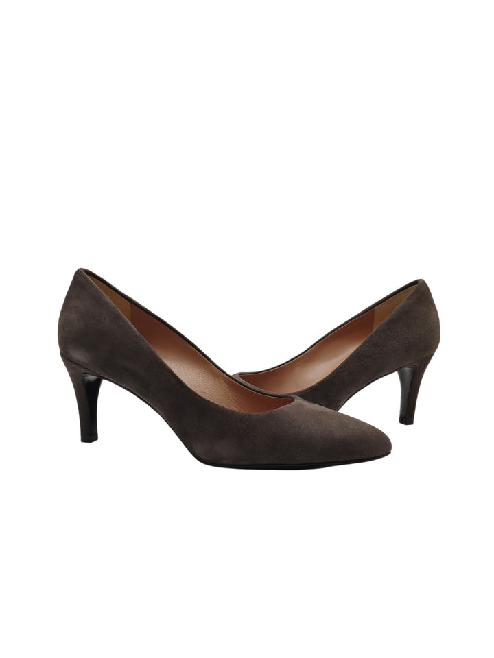 Spatarella Calzature Donna Décolleté In Pelle Scamosciata Mud Con Tacco