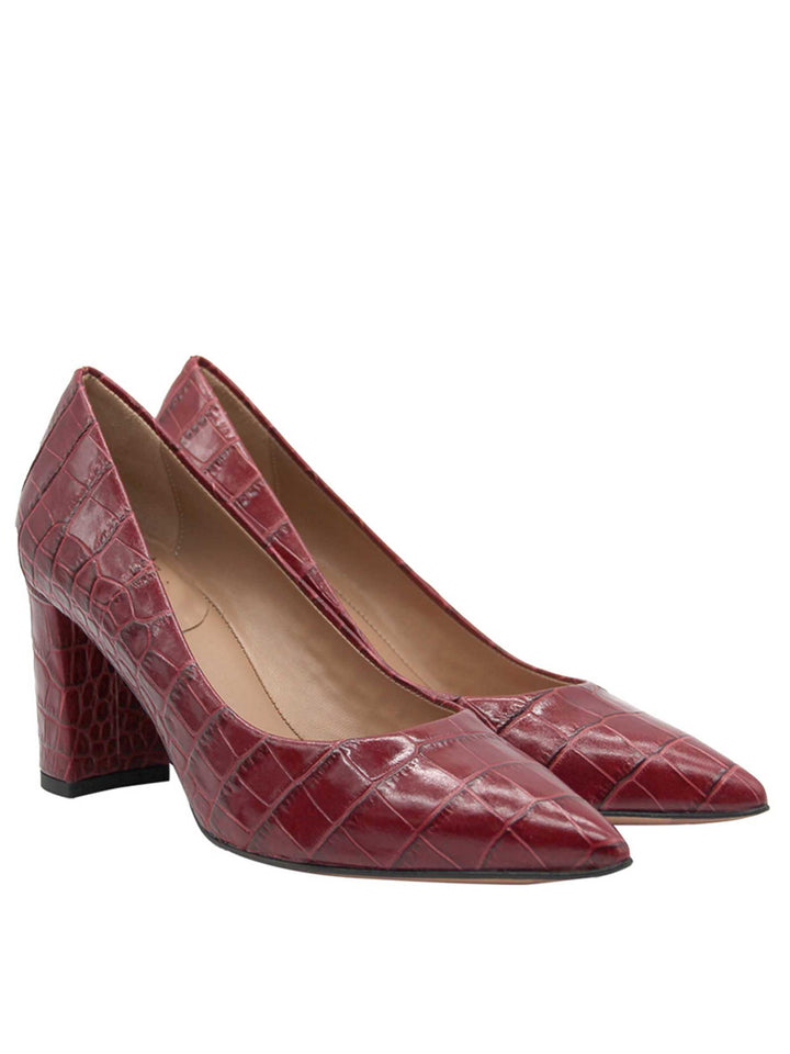 Spatarella Calzature Donna Décolleté In Pelle Stampata Cocco Di Colore Rosso Tacco Alto