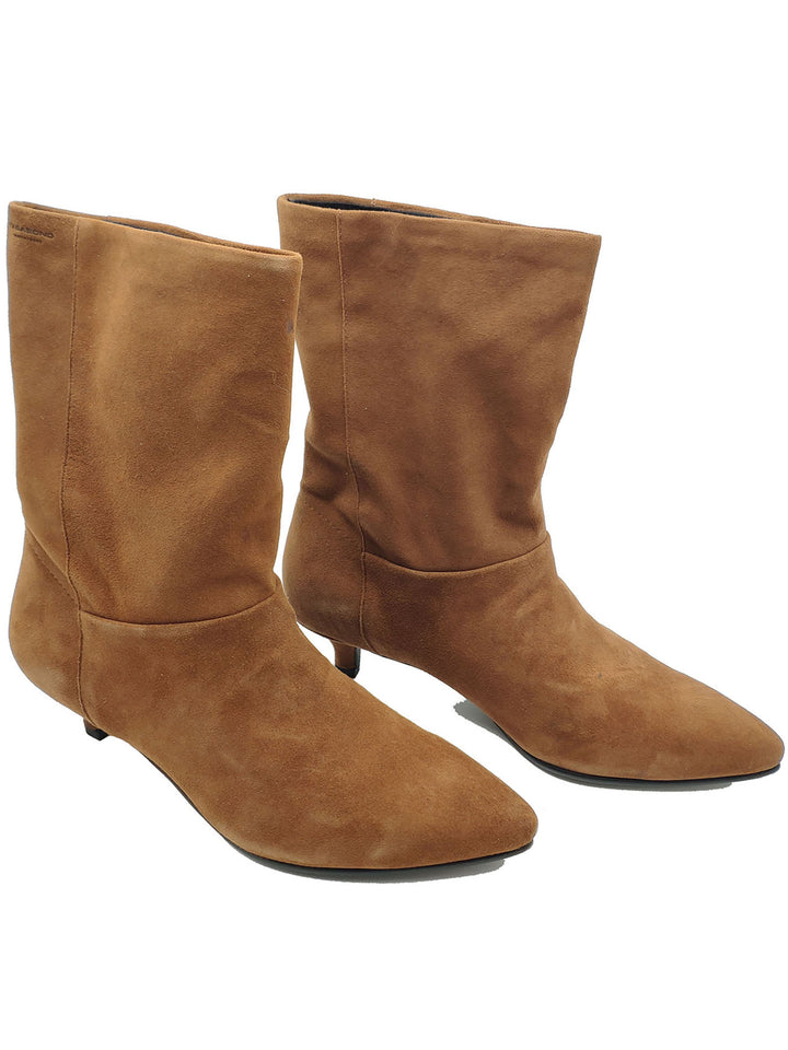 Spatarella Calzature Donna Stivaletti In Camoscio Cuoio A Tubo Con Punta A Punta