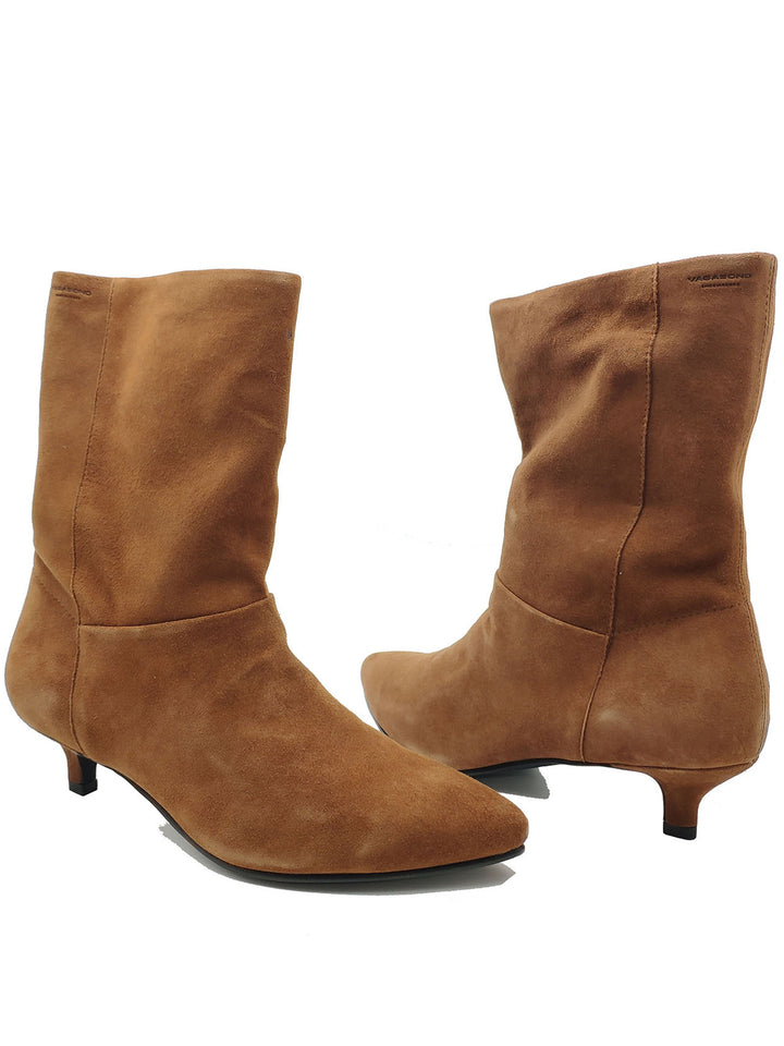 Spatarella Calzature Donna Stivaletti In Camoscio Cuoio A Tubo Con Punta A Punta