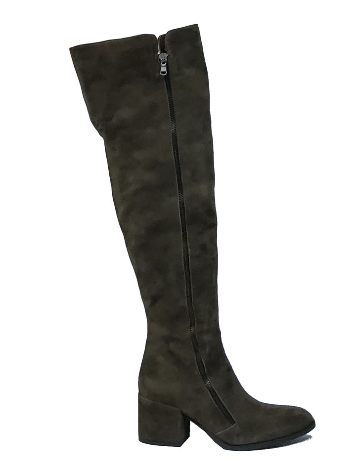 Spatarella Calzature Donna Stivali In Camoscio Testa Di Moro Con Doppia Zip E Tacco