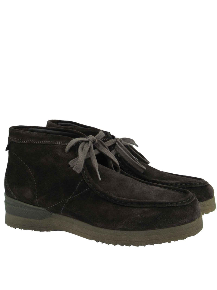 Spatarella Calzature Uomo Stivaletti Polacchine In Camoscio Fango Con Cuciture E Fondo Para