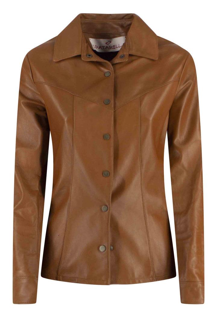 Spatarella Camicia Donna In Pelle Sfoderata Cuoio Maniche Lunghe