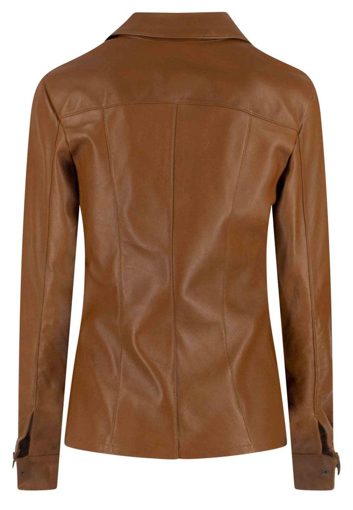 Spatarella Camicia Donna In Pelle Sfoderata Cuoio Maniche Lunghe