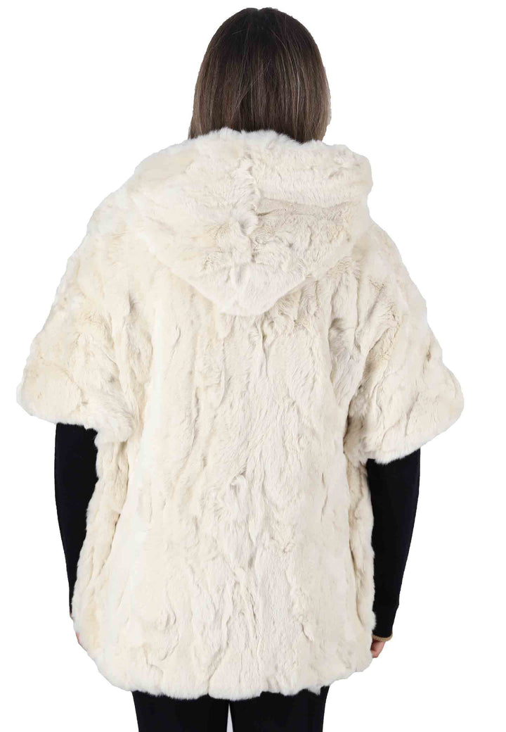 Spatarella Cappe Donna In Rex Bianco Con Cappuccio E Mezza Manica