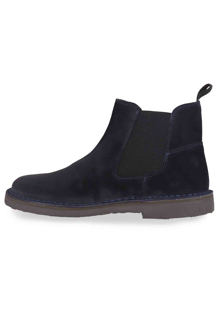 Spatarella Chelsea Boot In Camoscio Blu Con Suola In Gomma