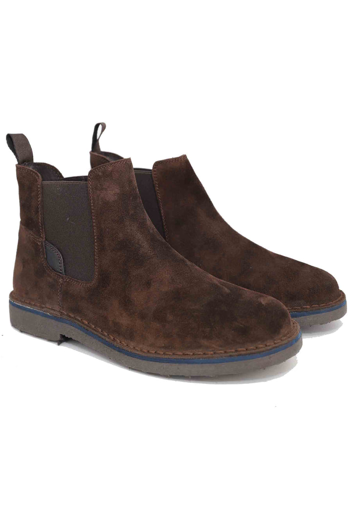 Spatarella Chelsea Boot In Camoscio Testa Di Moro Con Suola In Gomma