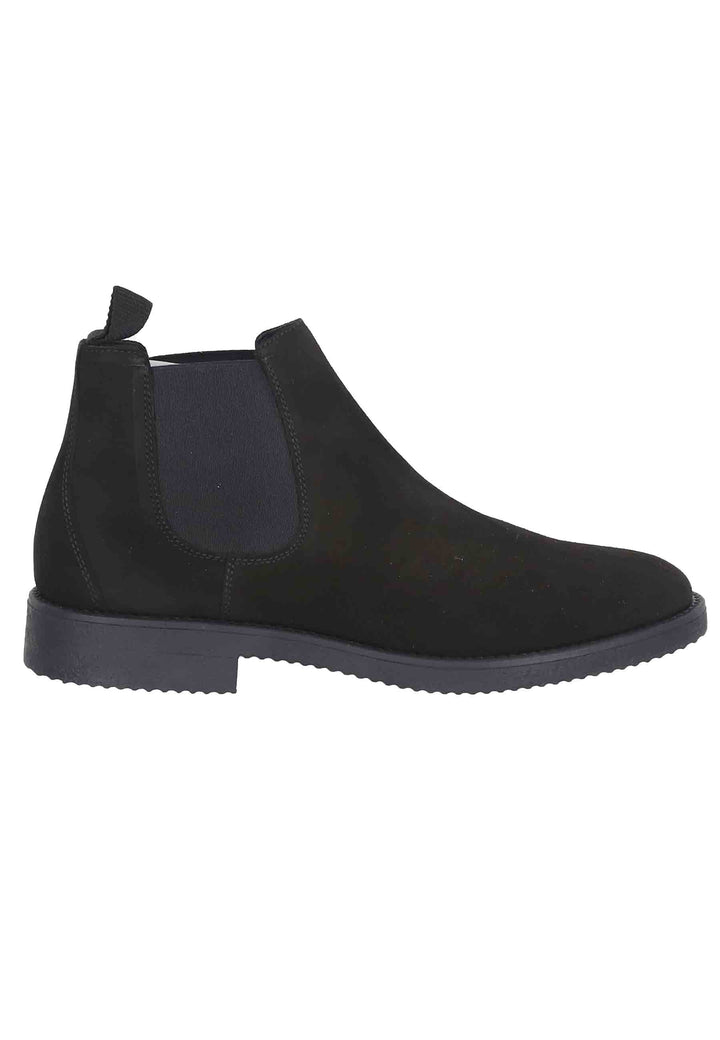 Spatarella Chelsea Boots Uomo In Camoscio Nero Con Suola In Para