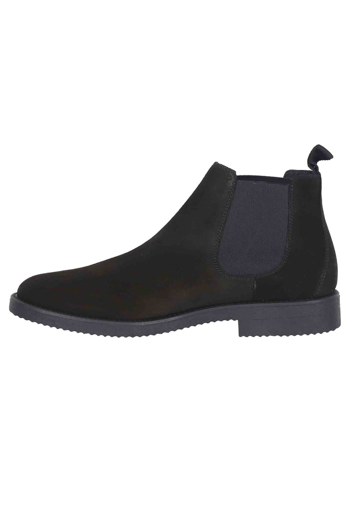 Spatarella Chelsea Boots Uomo In Camoscio Nero Con Suola In Para