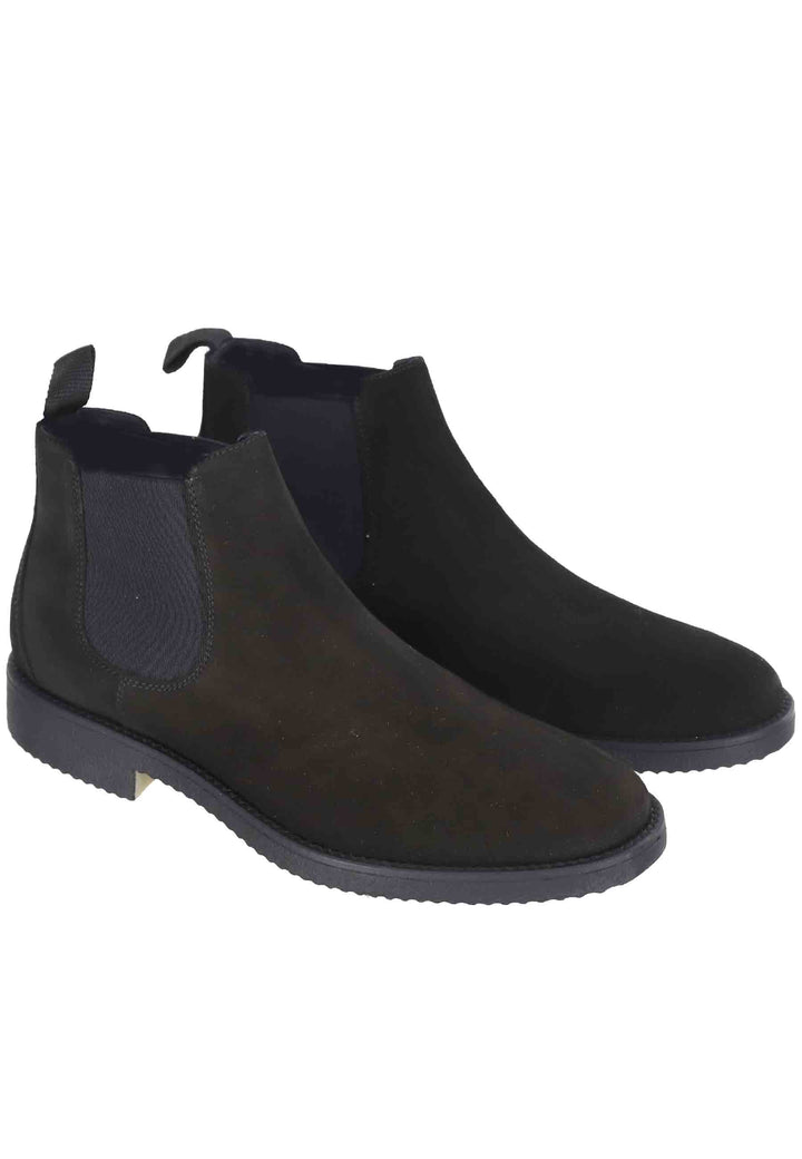 Spatarella Chelsea Boots Uomo In Camoscio Nero Con Suola In Para
