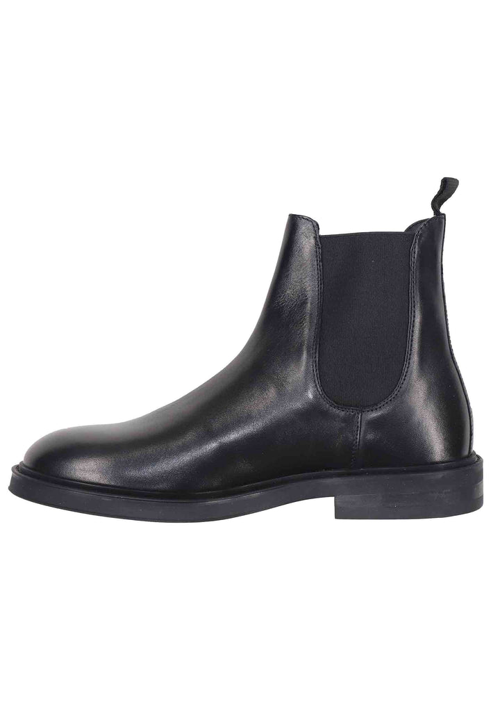 Spatarella Chelsea Boots Uomo In Pelle Nera Con Suola In Gomma