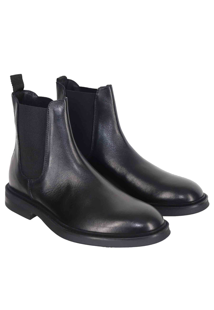 Spatarella Chelsea Boots Uomo In Pelle Nera Con Suola In Gomma