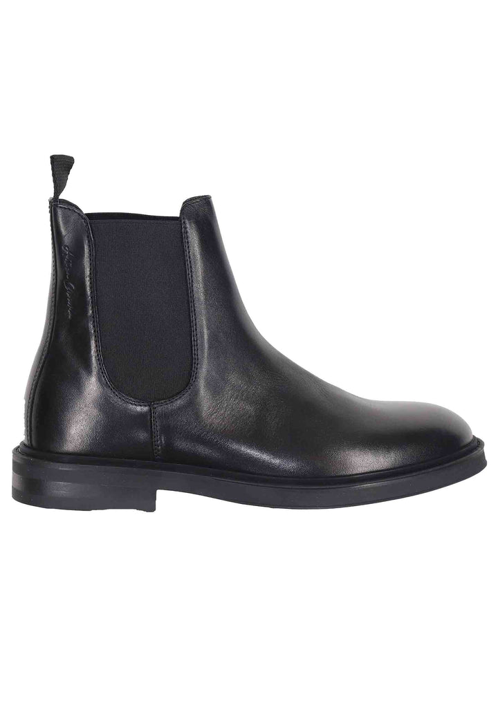 Spatarella Chelsea boots uomo in pelle nera con suola in gomma