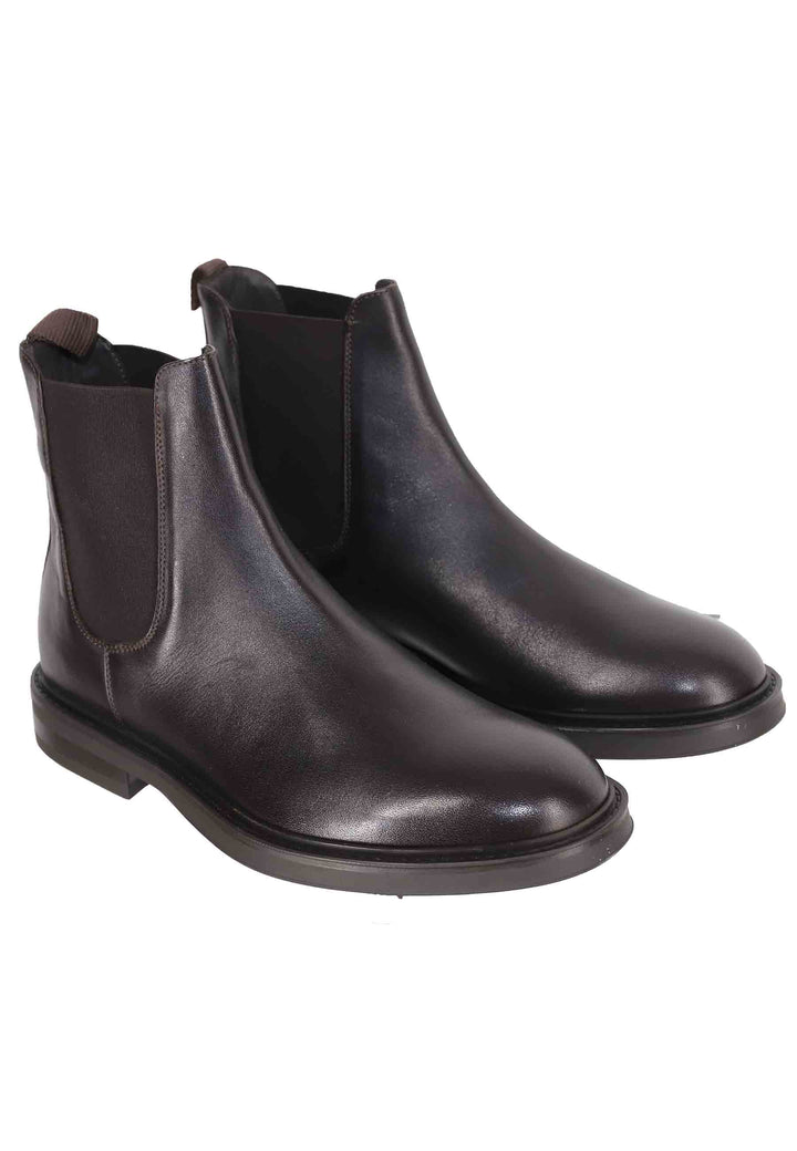 Spatarella Chelsea Boots Uomo In Pelle Testa Di Moro Con Suola In Gomma
