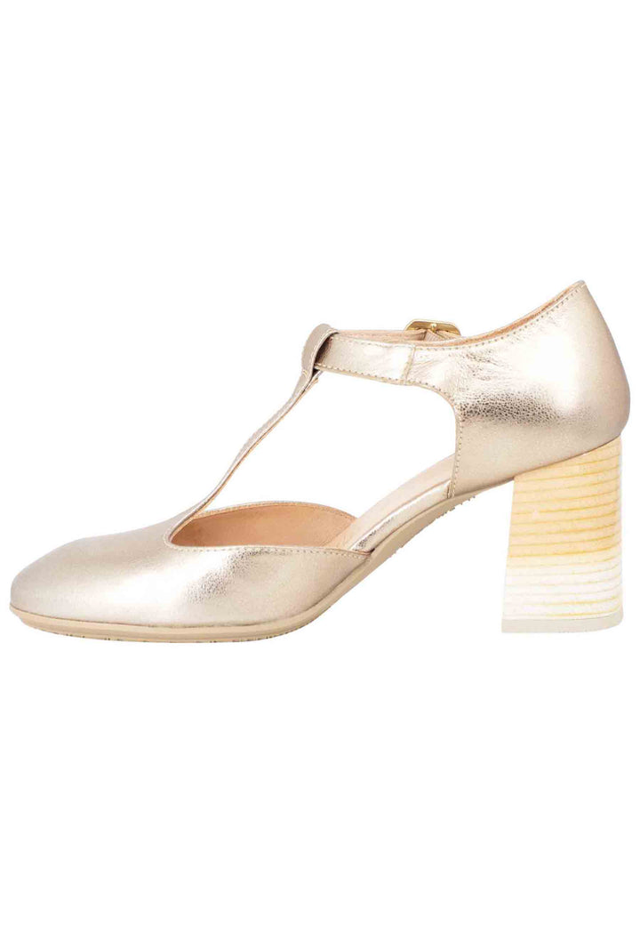 Spatarella Decollete Australia Donna In Pelle Laminata Platino Con Tallone Chiuso E Cinturino