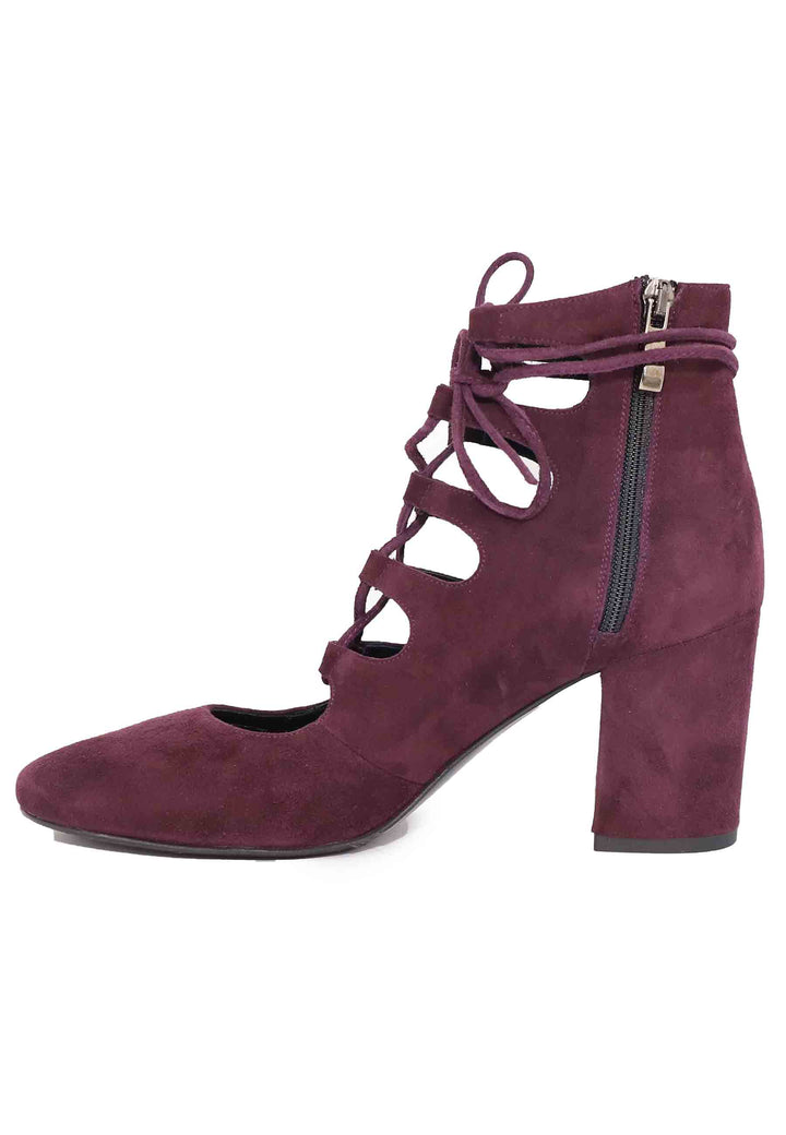 Spatarella Decollete Donna In Camoscio Bordeaux Con Lacci Lunghi