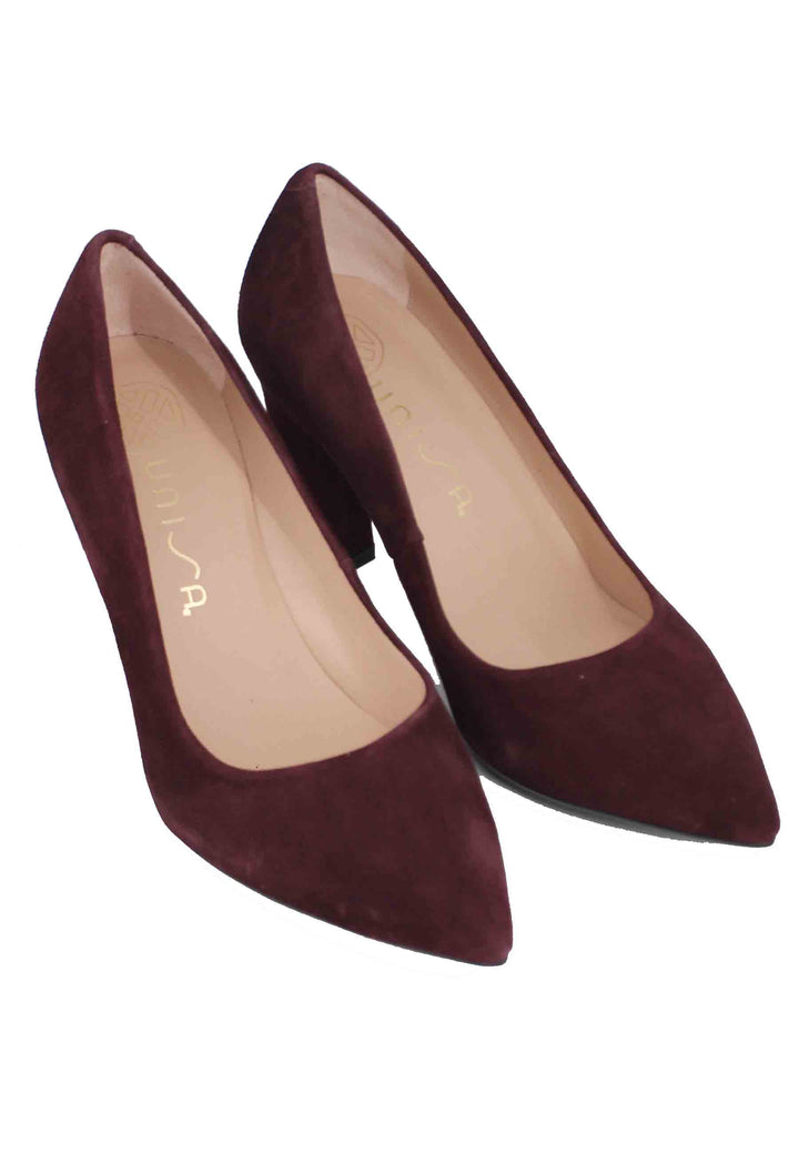 Spatarella Decollete Donna In Camoscio Bordeaux Tacco Alto