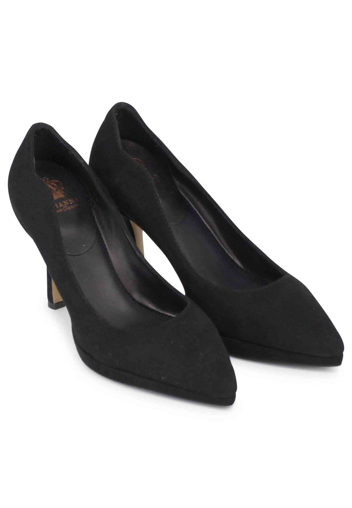 Spatarella Decollete Donna In Camoscio Nero Tacco Alto