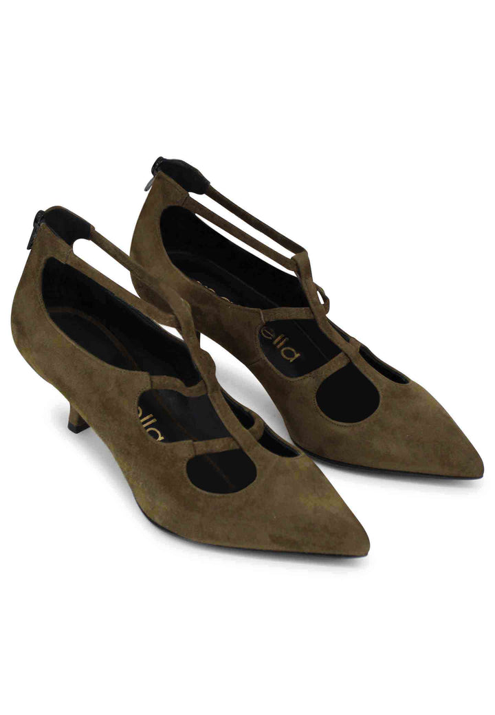 Spatarella Decollete Donna In Camoscio Verde Con Cinturini