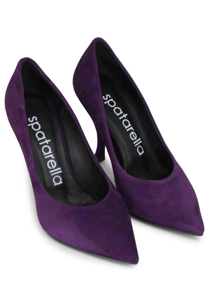Spatarella Decollete Donna In Camoscio Viola Tacco Alto