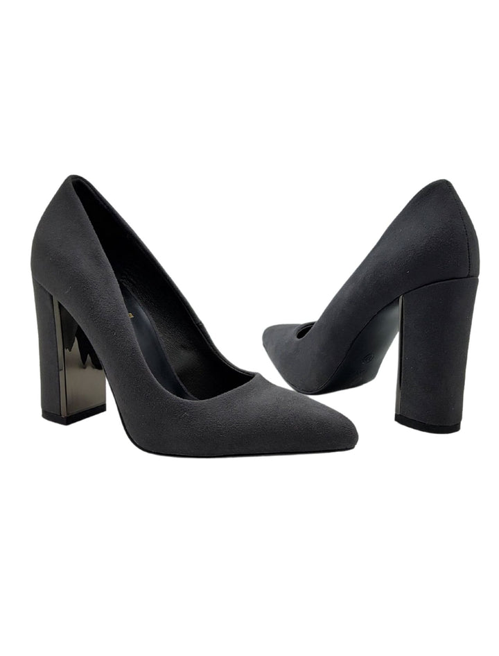 Spatarella Décolleté Donna In Eco Camoscio Grgio Tacco Alto