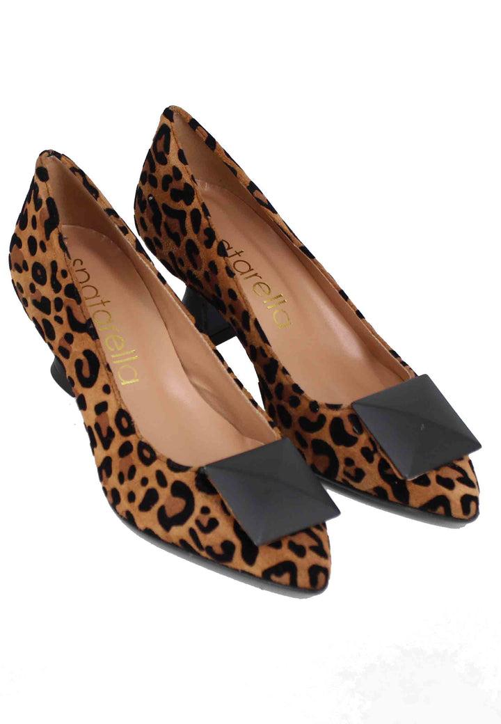 Spatarella Decollete Donna In Pelle Animalier Leopardata