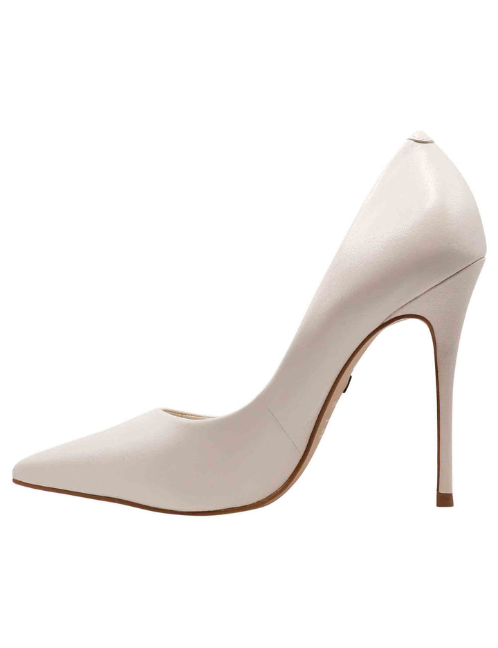 Spatarella Decollete Donna In Pelle Avorio Con Tacco Alto A Spillo E Punta A Punta