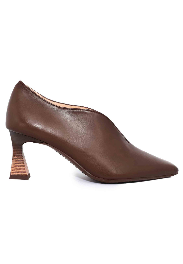 Spatarella Decollete Donna In Pelle Marrone Con Scollo