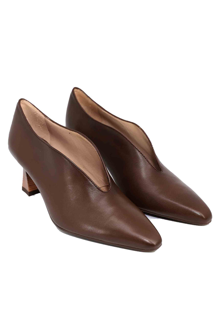 Spatarella Decollete Donna In Pelle Marrone Con Scollo