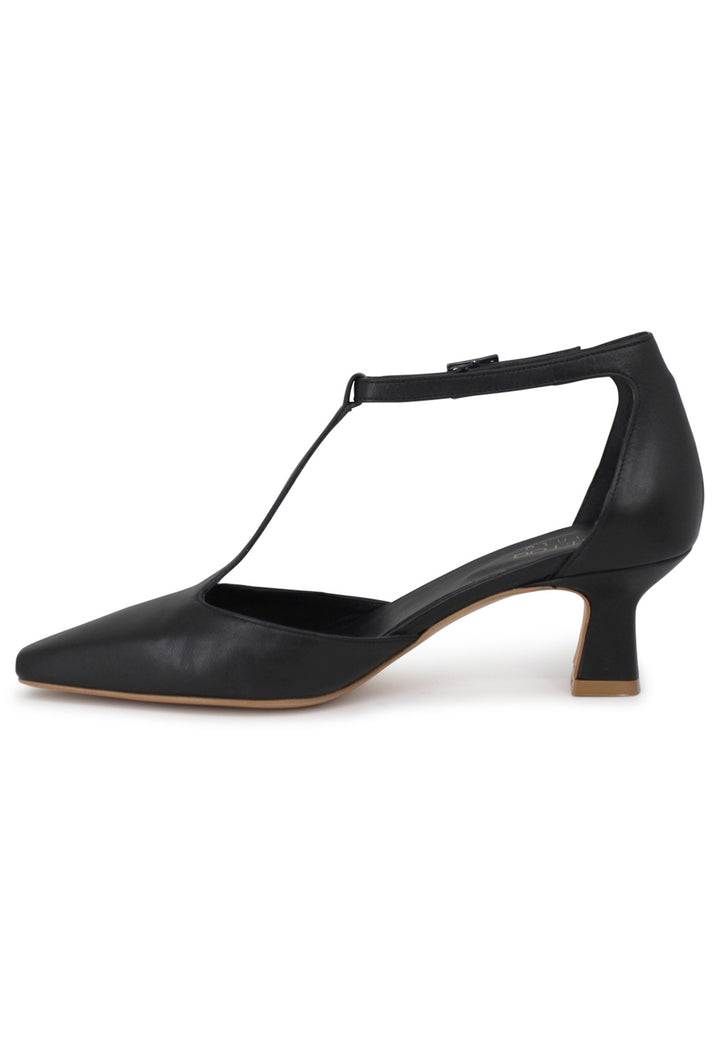 Spatarella Decollete Donna In Pelle Nera Con Tacco Basso