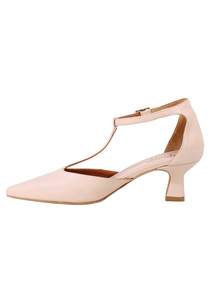 Spatarella Decollete Donna In Pelle Rosa Con Tacco Basso