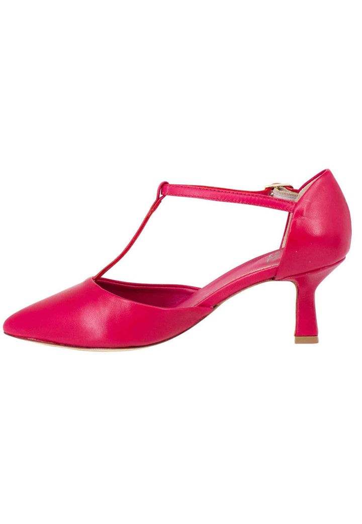 Spatarella Decollete Donna In Pelle Rossa Con Cinturino E Punta Chiusa