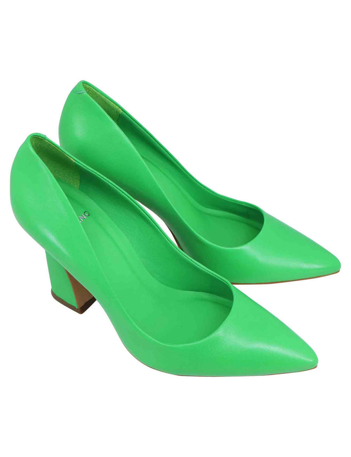 Spatarella Decollete Donna In Pelle Verde Con Tacco Alto E Punta A Punta