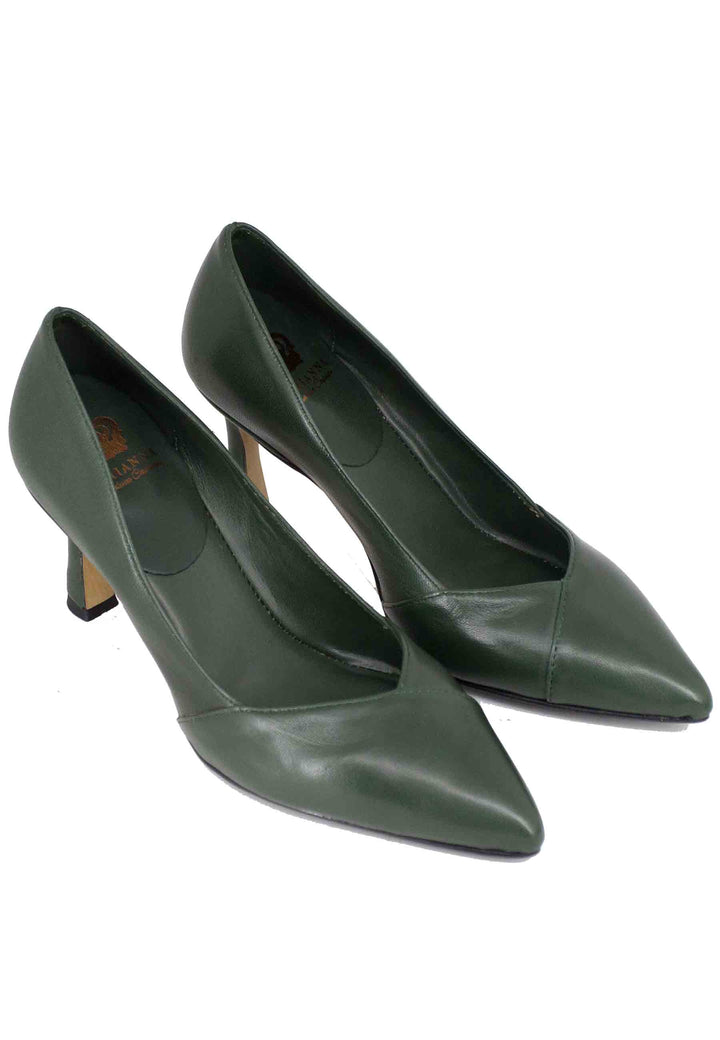 Spatarella Decollete Donna In Pelle Verde Tacco Alto