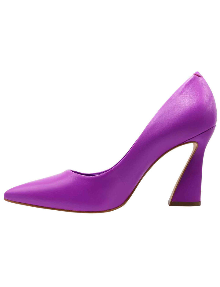 Spatarella Decollete Donna In Pelle Viola Con Tacco Alto E Punta A Punta