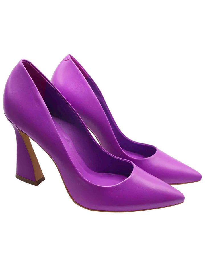 Spatarella Decollete Donna In Pelle Viola Con Tacco Alto E Punta A Punta