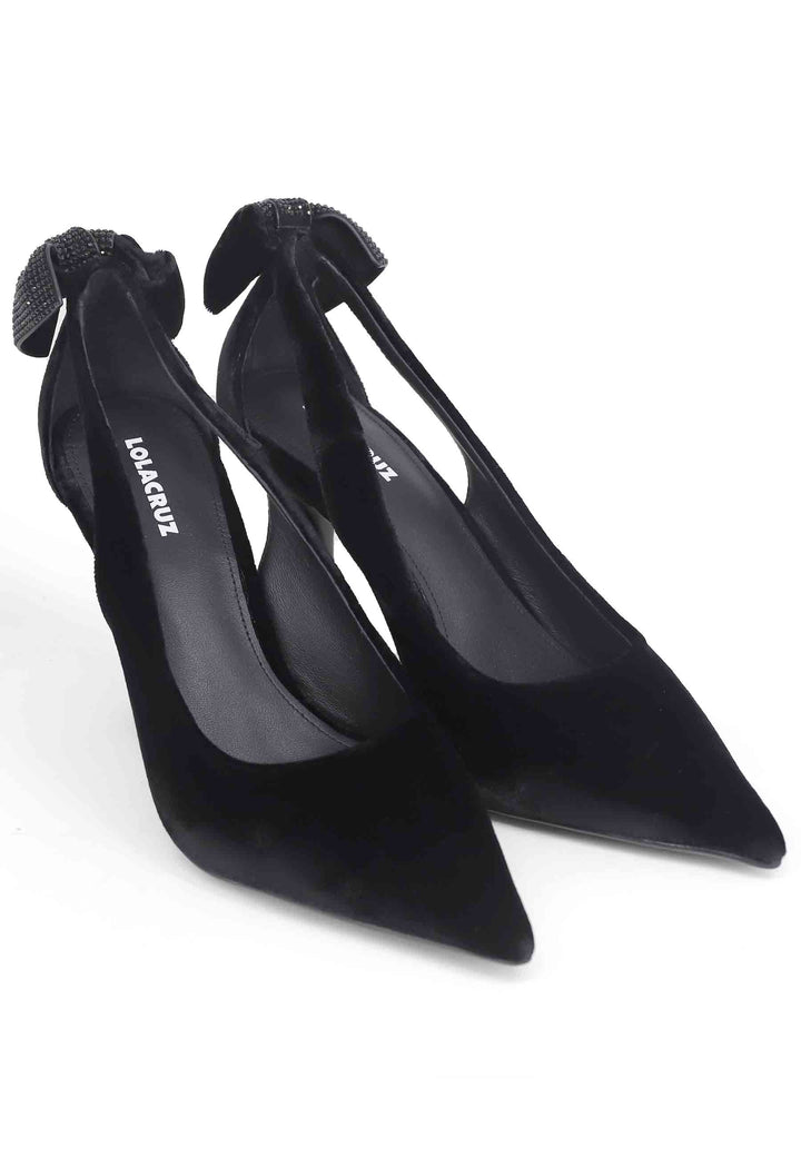 Spatarella Decollete Donna In Velluto Nero Con Fiocco In Strass Persan